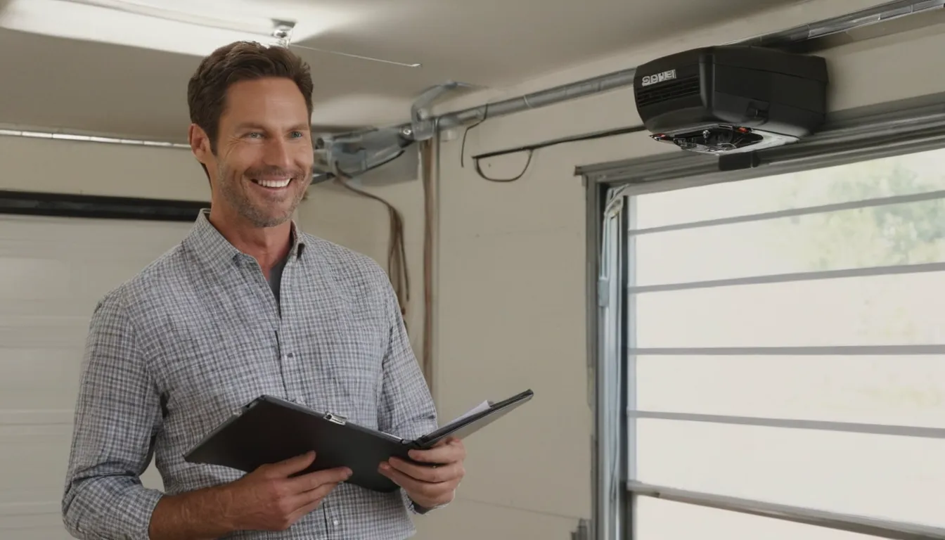 Homeowner reviewing a garage door checklist in the Oakland area