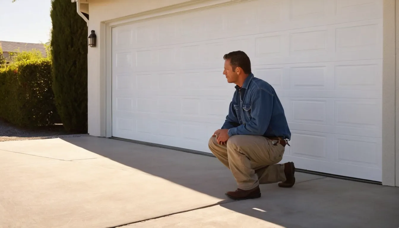 A garage door provider checking a residential garage door in Oakland